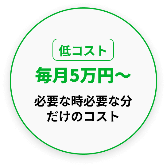 低コスト 毎月5万円〜 必要な時必要な分だけのコスト