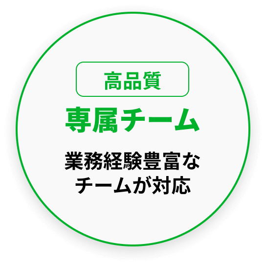 高品質 専属チーム 業務経験豊富なチームが対応